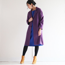 秋季【紫色】中厚柔軟棉麻寬鬆切斯特風外套☆ 第6張的照片