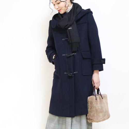 ウール混 ロングダッフルコート　ネイビー　ウールコート Amazon | [§zz．luxi] ダッフルコート コート ウール混 スクール