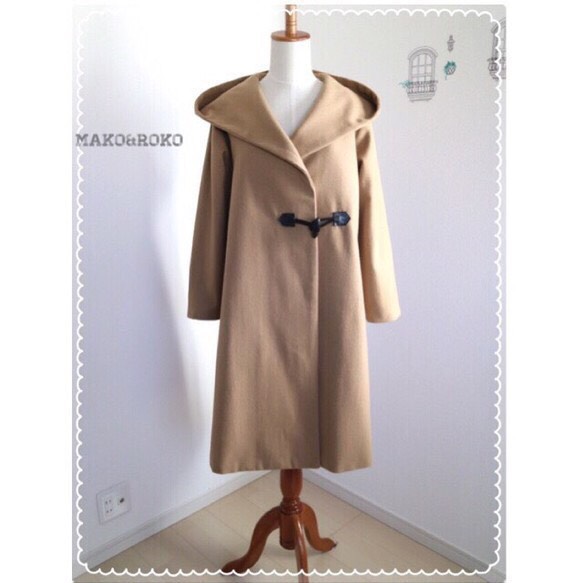 【ロング丈、キャメル】高級ウールフーデットコート❤︎