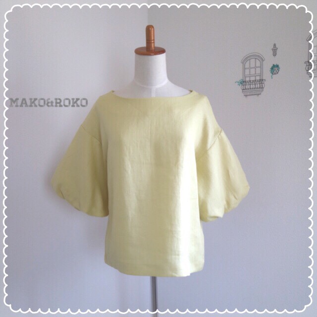 【ひよこイエロー】  ひんやりリネン100%バルーンスリーブプルオーバー♥︎