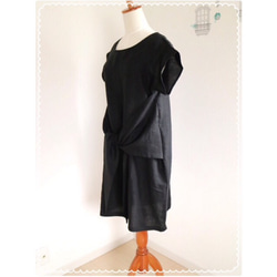 新款【100%黑色亞麻】2way前後結繭式連衣裙❤︎ 第4張的照片