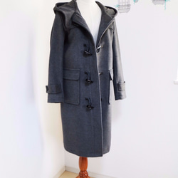 新款【炭灰色】羊毛長版粗呢大衣♥ 第2張的照片