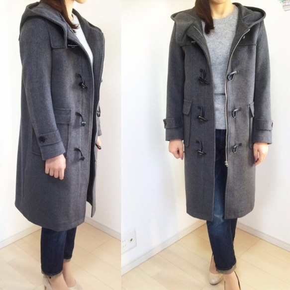 新款【炭灰色】羊毛長版粗呢大衣♥ 第5張的照片