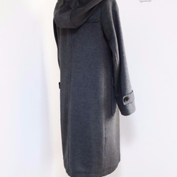 新款【炭灰色】羊毛長版粗呢大衣♥ 第4張的照片