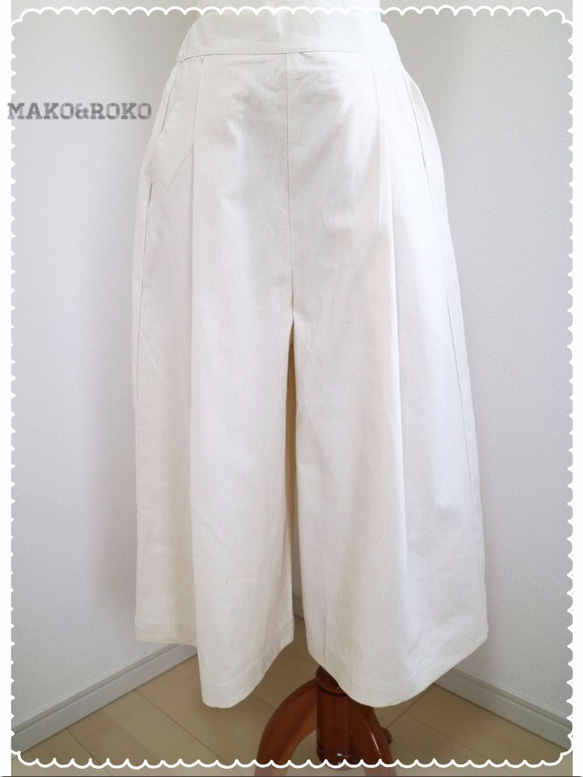 新款【米白色】半亞麻材質褶皺A字高喬褲，彈性褲♥ 第1張的照片