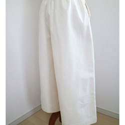 新款【米白色】半亞麻材質褶皺A字高喬褲，彈性褲♥ 第3張的照片