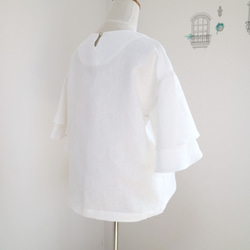 新商品 [白色] 100% 亞麻喇叭袖套頭衫 ♥ 第5張的照片