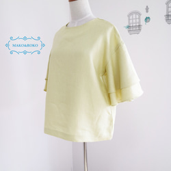 新品 [淡黃色] 亞麻 100% 喇叭袖套頭衫 ♥ 第3張的照片