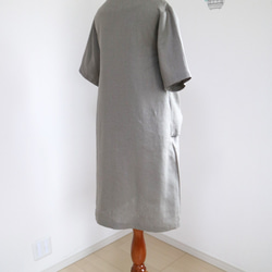 新品【100%棕灰色亞麻】2way前後結繭洋裝❤︎ 第4張的照片