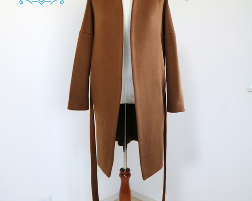 【極美品】LOEWE キャメルヘア コート ノーカラー ベルト付き 極美品】LOEWE キャメルヘア コート ノーカラー ベルト付き