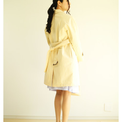 [奶油黃] Dolman Sleeve Cocoon Silhouette 風衣配腰帶♥ 第5張的照片