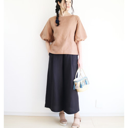 上品【テラコッタ】ひんやりリネン100%バルーンスリーブプルオーバー♥︎ 3枚目の画像