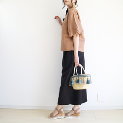 上品【テラコッタ】ひんやりリネン100%バルーンスリーブプルオーバー♥︎ 5枚目の画像