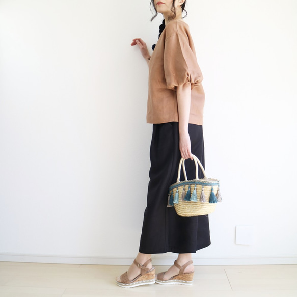 上品【テラコッタ】ひんやりリネン100%バルーンスリーブプルオーバー♥︎ 5枚目の画像