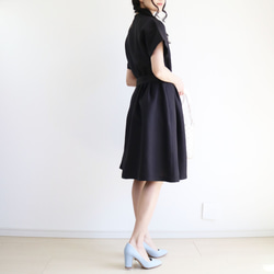 新商品♪【黑色】100%亞麻鬆緊帶襯衫式洋裝♥ 第5張的照片