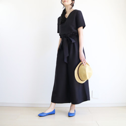 新品【套裝】100%亞麻V領上衣&amp;高腰蝴蝶結寬褲♥ 第3張的照片