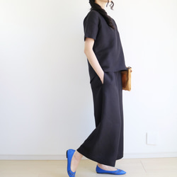 新品【套裝】100%亞麻V領上衣&amp;高腰蝴蝶結寬褲♥ 第4張的照片