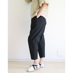 [3 種顏色：黑色、深棕色、自然色] 半亞麻口袋薩羅爾褲 第2張的照片