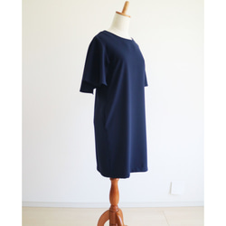 新色【藏青色】斗篷袖繭型廓形連衣裙 第4張的照片