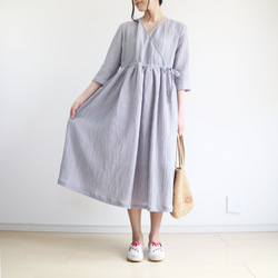 新品【灰色】抽拉半亞麻cachecoeur風格襯衫裙♥ 第3張的照片