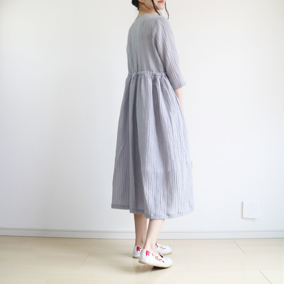 新品【灰色】抽拉半亞麻cachecoeur風格襯衫裙♥ 第5張的照片