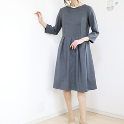 秋冬新款【炭灰色】羊毛正裝腰部換裝洋裝♥ 第2張的照片