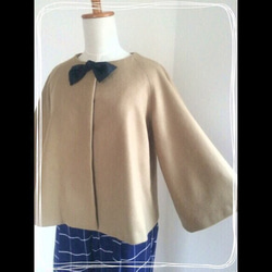 秋冬季【駝色】羊毛內襯A字短版大衣❤︎ 第4張的照片