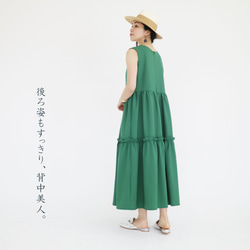 新色【深綠色】可水洗輕質材質疊層長裙♪ 第5張的照片