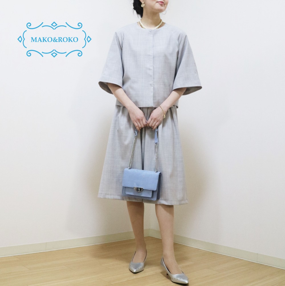 【setフォーマル】洗えるタック入り後ろゴムスカート＆Ａラインラグランスリーブジャケット♥