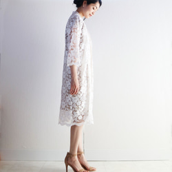 新[白色]刺繡薄紗蕾絲禮服開衫★ 第5張的照片