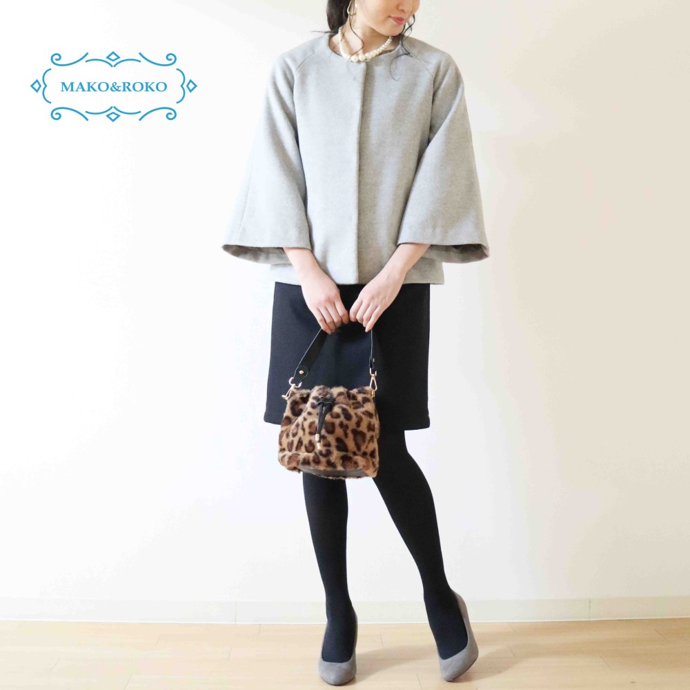 New冬【ライトグレー】ウールAラインラグランスリーブショートコート♥️