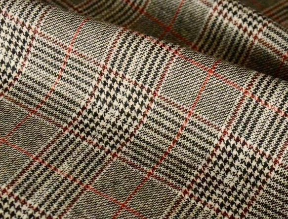 秋冬【格倫格紋】棕色羊毛混紡鬆緊後背闊褲 第5張的照片