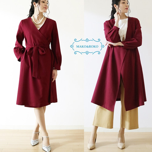 New【ボルドー】イタリア生地ウールジョーゼット2WAYカシュクール