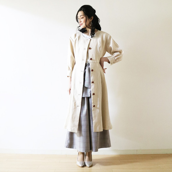 新 [Ivory] 高品質法國亞麻 100% volume sleeve 2way gown dress♥ 第3張的照片