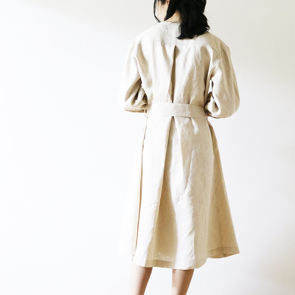 新 [Ivory] 高品質法國亞麻 100% volume sleeve 2way gown dress♥ 第5張的照片