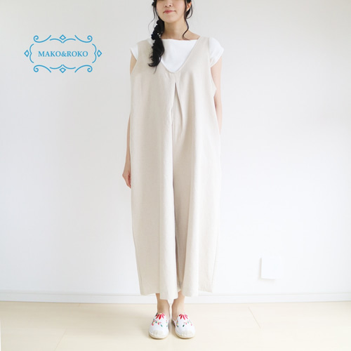 FRAMeWORK♡綿麻サロペット 夏　大人カジュアル　コットンリネン 春～秋【ナチュラル】リラックス綿麻ふんわり大人コーデ
