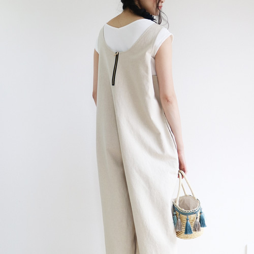 FRAMeWORK♡綿麻サロペット 夏　大人カジュアル　コットンリネン シワになりにくい》サマナチュラ リネンライクキャミサロペット