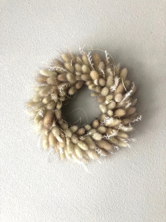 ラグラスと白すすきのナチュラルシンプルリース M ドライフラワー JiLL