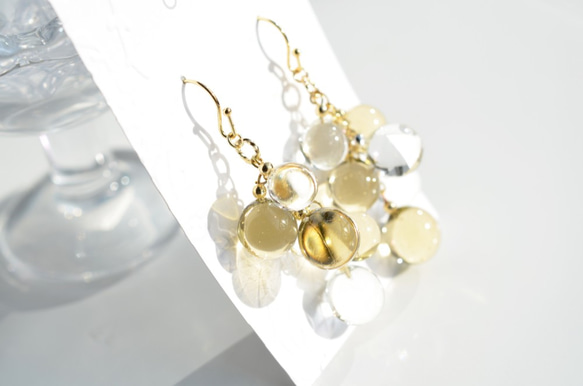 Champagne Gold ballアシンメトリーピアス＆イヤリング 7枚目の画像