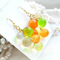 OrangeGreen ball アシンメトリーピアス＆イヤリング 1枚目の画像