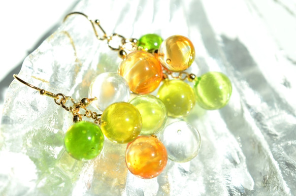 OrangeGreen ball アシンメトリーピアス＆イヤリング 3枚目の画像