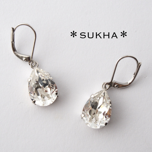 スワロフスキーのしずくビジューピアス(L size) (RC) ピアス