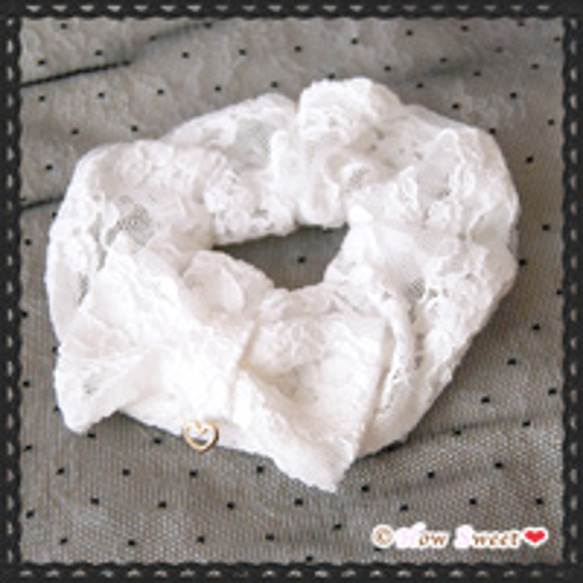 【HowSweet＊】Lace Ribbon Chouchou*［white］ 1枚目の画像