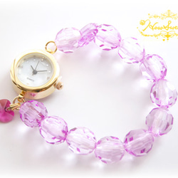 【HowSweet＊】クリアビーズのDolly Summer Watch*［purple］ 2枚目の画像