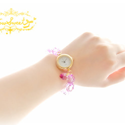 【HowSweet＊】クリアビーズのDolly Summer Watch*［purple］ 3枚目の画像