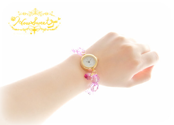 【HowSweet＊】クリアビーズのDolly Summer Watch*［purple］ 3枚目の画像