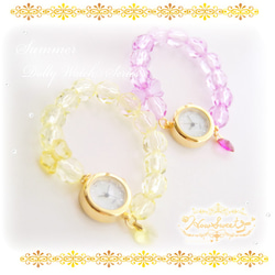 【HowSweet＊】クリアビーズのDolly Summer Watch*［purple］ 4枚目の画像