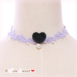 【HowSweet＊】Heart Lace Choker*［lavender］ 1枚目の画像