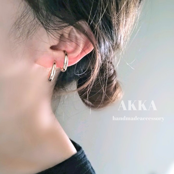 シンプル大ぶり2連フープイヤリング フープピアス金属アレルギー