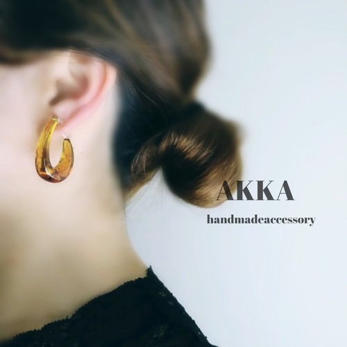 べっ甲フープイヤリング6個セット フープピアス樹脂ピアス樹脂